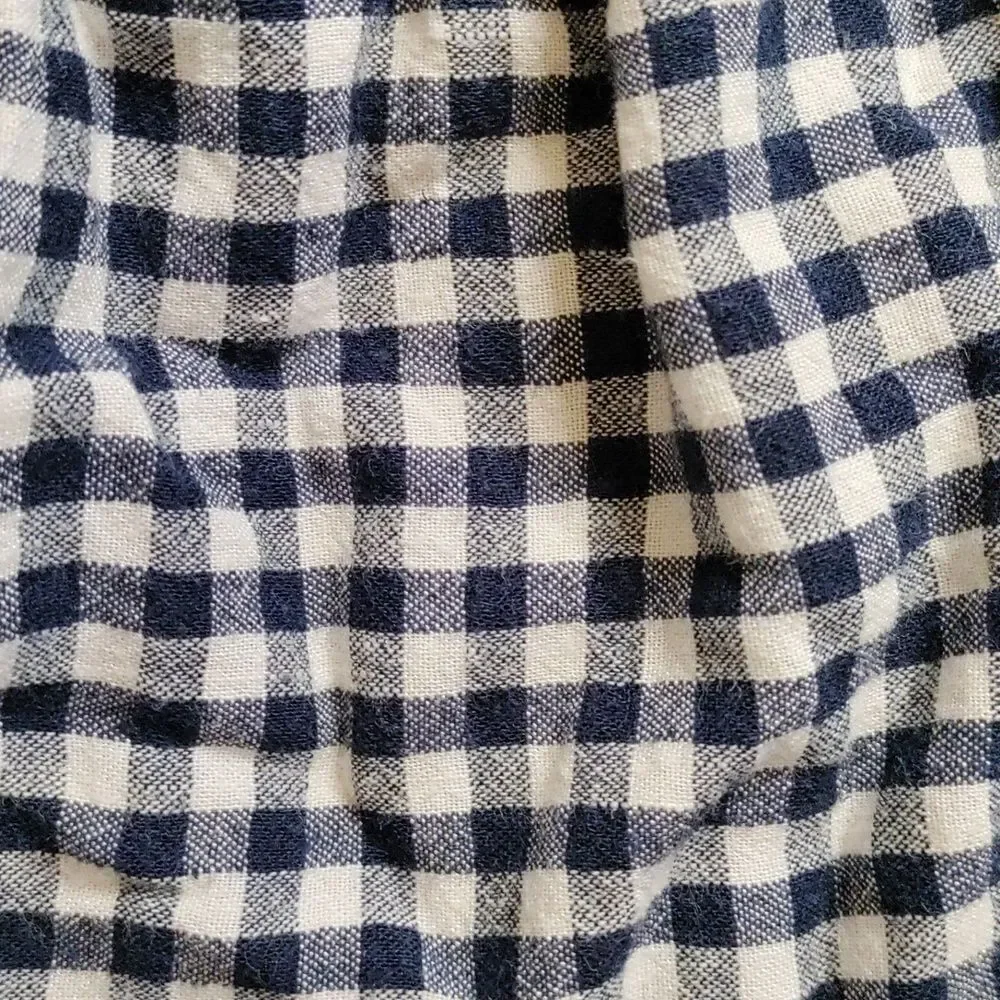 Old Navy long sleeve 2T gingham shirt navy blue white cotton spring summer